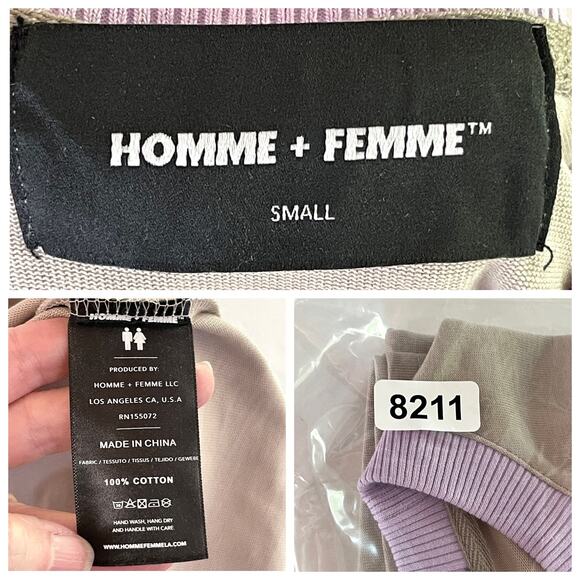 Homme + Femme NEW Core Logo Tee T-Shirt Mens Sz S Tan Purple Heavy Cotton - Picture 6 of 6